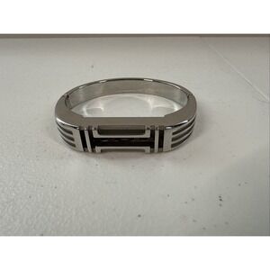 TORY BURCH Fitbit Hinged Silver‎ Tone Logo Bracelet 6.75"